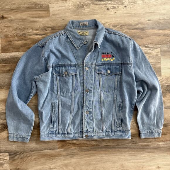 Most Wanted Denim Jacket Large Made on Earth Embroidered Roland - Picture 1 of 6